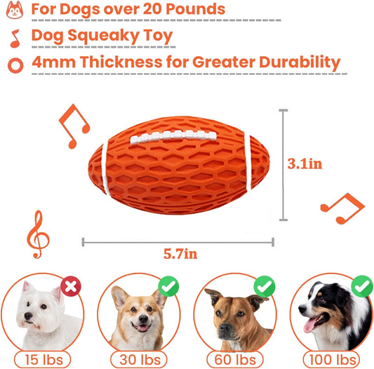 Durable Rugby Dog Toy - Squeaky for Aggressive Chewers